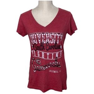 University of South Carolina Fighting Gamecocks V-Neck Tee Size XL (Runs Small)